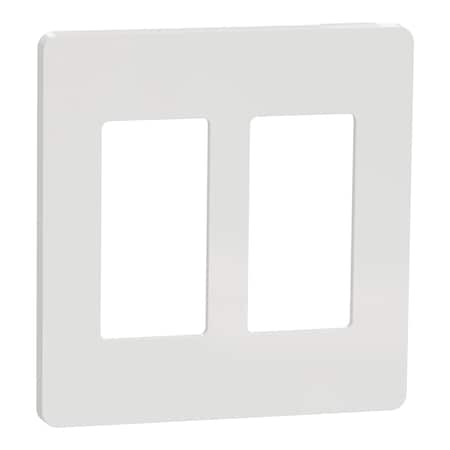 Cover Frame, X Series, 2 Gangs, Screwles, Number of Gangs: 2 Plastic, Matte Finish, White MPN:SQWP141002WH