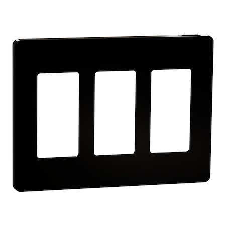 Cover Frame, X Series, 3 Gangs, Screwles, Number of Gangs: 3 Plastic, Matte Finish, Black MPN:SQWP141003BK