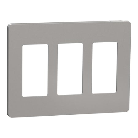 Cover Frame, X Series, 3 Gangs, Screwles, Number of Gangs: 3 Plastic, Matte Finish, Gray MPN:SQWP141003GY