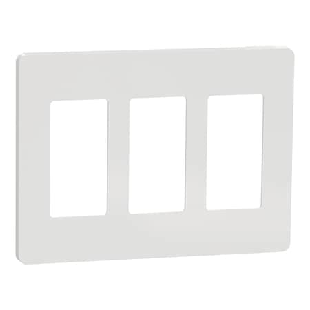 Cover Frame, X Series, 3 Gangs, Screwles, Number of Gangs: 3 Plastic, Matte Finish, White MPN:SQWP141003WH