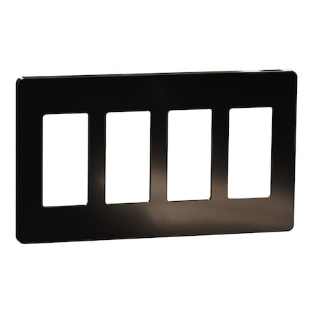 Cover Frame, X Series, 4 Gangs, Screwles, Number of Gangs: 4 Plastic, Matte Finish, Black MPN:SQWP141004BK