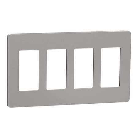 Cover Frame, X Series, 4 Gangs, Screwles, Number of Gangs: 4 Plastic, Matte Finish, Gray MPN:SQWP141004GY