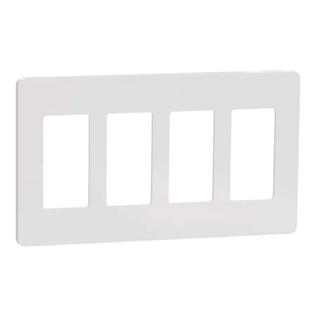 Cover Frame, X Series, 4 Gangs, Screwles, Number of Gangs: 4 Plastic, Matte Finish, White MPN:SQWP141004WH