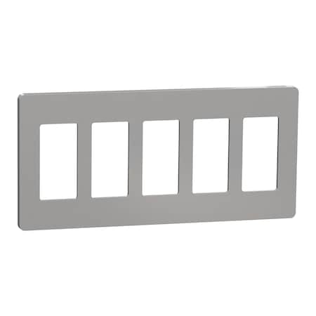 Cover Frame, X Series, 5 Gangs Screwless, Number of Gangs: 5 Plastic, Matte Finish, Gray MPN:SQWP141005GY