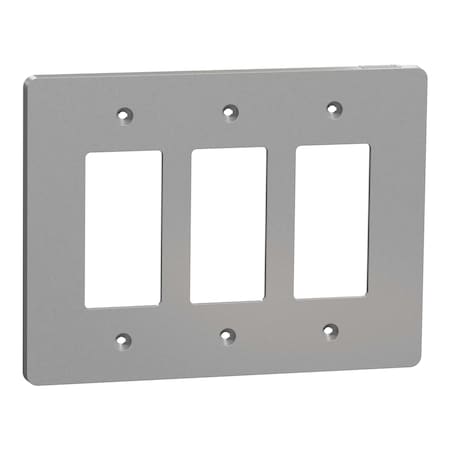 Cover Frame, X Series, 3 Gangs, Gray, Number of Gangs: 3 Plastic, Matte Finish, Gray MPN:SQWS141003GY