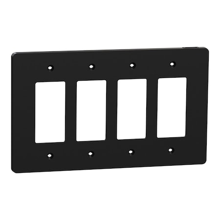 Cover Frame, X Series, 4 Gangs, Black, Number of Gangs: 4 Plastic, Matte Finish, Black MPN:SQWS141004BK