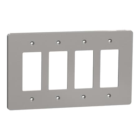 Cover Frame, X Series, 4 Gangs, Gray, Number of Gangs: 4 Plastic, Matte Finish, Gray MPN:SQWS141004GY