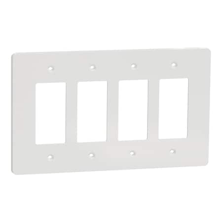 Cover Frame, X Series, 4 Gangs, White, Number of Gangs: 4 Plastic, Matte Finish, White MPN:SQWS141004WH