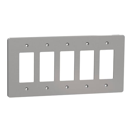 Cover Frame, X Series, 5 Gangs, Gray, Number of Gangs: 5 Plastic, Matte Finish, Gray MPN:SQWS141005GY