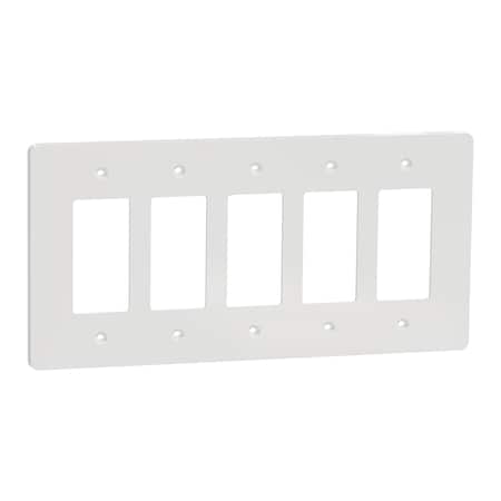 Cover Frame, X Series, 5 Gangs, White, Number of Gangs: 5 Plastic, Matte Finish, White MPN:SQWS141005WH
