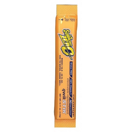 Qwik Stik®, Sugar Free Drink Mix Powder, 20 oz Yield per .11 oz Pack, Orange, 50PK MPN:159060100