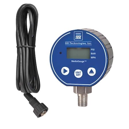 Digital Vacuum Gauge with Transmitter, 0 to 5000 psi, 3 in Dial, 1/4 in NPT, Bottom Location MPN:MG-5000-A-M12-R