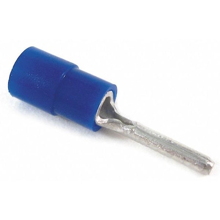 Pin Terminal, 14 AWG, 600 V, Vinyl Insulated, Blue, Crimp Termination Only, 100 PK MPN:14RB-47PT