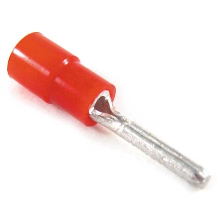 Pin Terminal, 18 AWG, 600 V, Vinyl Insulated, Red, Crimp Termination Only, 100 PK MPN:18RA-47PT
