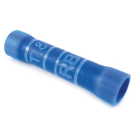 Butt Splice Wire Connector, 14 AWG Max, Blue, Vinyl Insulation, 600 V, 100 PK MPN:2RB14X
