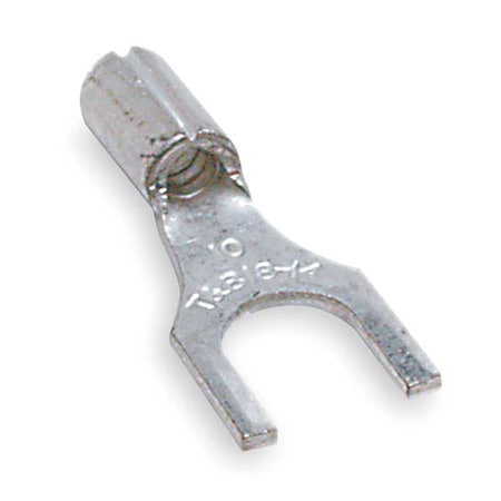 Fork Terminal, #8 Stud Size, 16 AWG, 600 V, Bare Insulated, Bare, Crimp Termination Only, 100 PK MPN:A18-8F