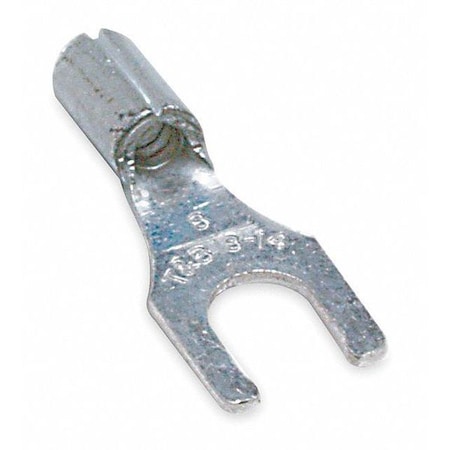 Fork Terminal, #8 Stud Size, 16 AWG, 600 V, Bare Insulated, Bare, Crimp Termination Only, 100 PK MPN:A18-8FL