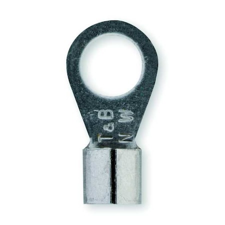 Ring Terminal, #8 Stud Size, 10 AWG, 600 V, Bare Insulated, Bare, Crimp Termination Only, 50 PK MPN:NW10-8