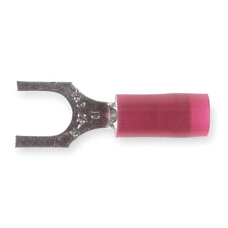 Fork Terminal, #10 Stud Size, 16 AWG, 600 V, Nylon Insulated, Red, Crimp Termination Only, 100 PK MPN:RA18-10F