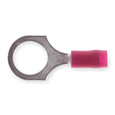 Ring Terminal, 1/2 in Stud Size, 16 AWG, 600 V, Nylon Insulated, Red, Crimp Termination Only MPN:RA18-12