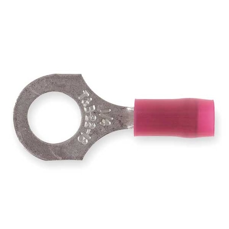 Ring Terminal, 1/4 in Stud Size, 16 AWG, 600 V, Nylon Insulated, Red, Crimp Termination Only MPN:RA18-14