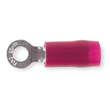 Ring Terminal, #4 Stud Size, 16 AWG, 600 V, Nylon Insulated, Red, Crimp Termination Only, 100 PK MPN:RA18-4