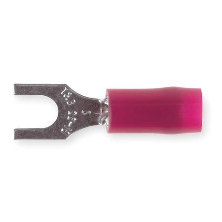 Fork Terminal, #6 Stud Size, 16 AWG, 600 V, Nylon Insulated, Red, Crimp Termination Only, 100 PK MPN:RA18-6F