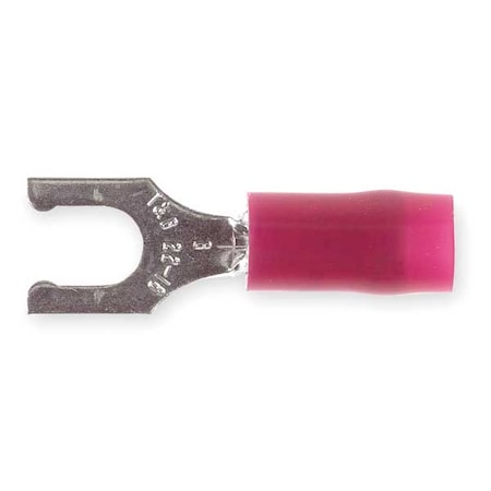 Fork Terminal, #8 Stud Size, 16 AWG, 600 V, Nylon Insulated, Red, Crimp Termination Only, 100 PK MPN:RA18-8FL