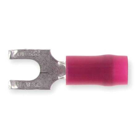Fork Terminal, #8 Stud Size, 16 AWG, 600 V, Nylon Insulated, Red, Crimp Termination Only, 100 PK MPN:RA18-8FS