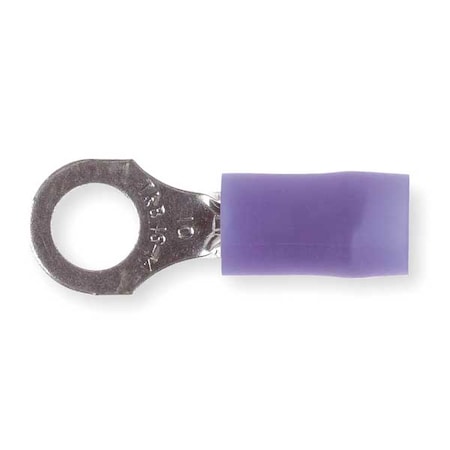 Ring Terminal, #10 Stud Size, 14 AWG, 600 V, Nylon Insulated, Blue, Crimp Termination Only, 100 PK MPN:RB14-10