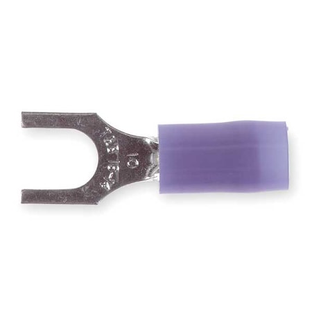 Fork Terminal, #10 Stud Size, 14 AWG, 600 V, Nylon Insulated, Blue, Crimp Termination Only, 100 PK MPN:RB14-10F