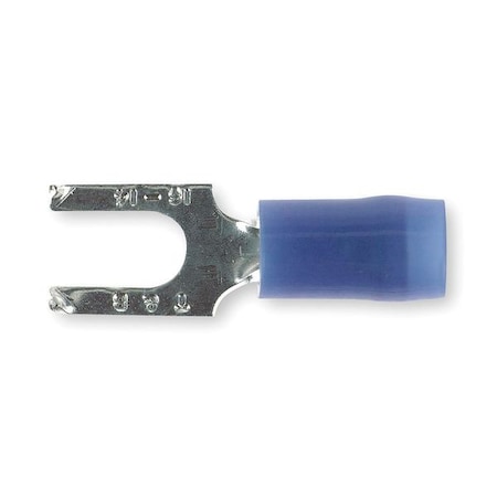 Fork Terminal, #10 Stud Size, 14 AWG, 600 V, Nylon Insulated, Blue, Crimp Termination Only, 100 PK MPN:RB14-10FS