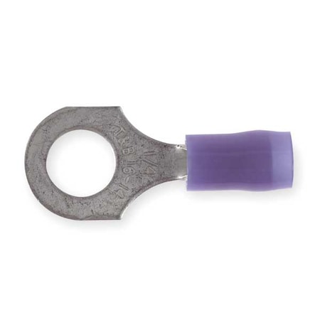 Ring Terminal, 1/4 in Stud Size, 14 AWG, 600 V, Nylon Insulated, Blue, Crimp Termination Only MPN:RB14-14