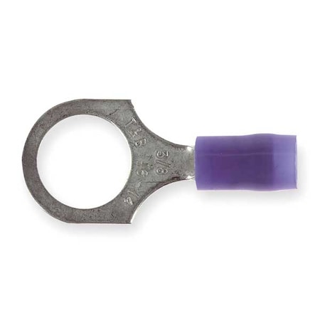 Ring Terminal, 3/8 in Stud Size, 14 AWG, 600 V, Nylon Insulated, Blue, Crimp Termination Only MPN:RB14-38