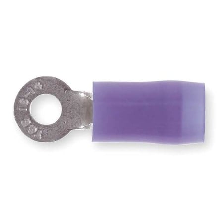 Ring Terminal, #4 Stud Size, 14 AWG, 600 V, Nylon Insulated, Blue, Crimp Termination Only, 100 PK MPN:RB14-4