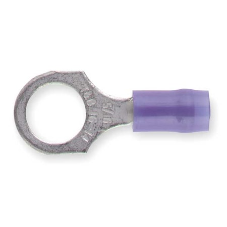 Ring Terminal, 5/16 in Stud Size, 14 AWG, 600 V, Nylon Insulated, Blue, Crimp Termination Only MPN:RB14-516