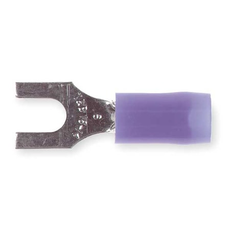 Fork Terminal, #6 Stud Size, 14 AWG, 600 V, Nylon Insulated, Blue, Crimp Termination Only, 100 PK MPN:RB14-6F