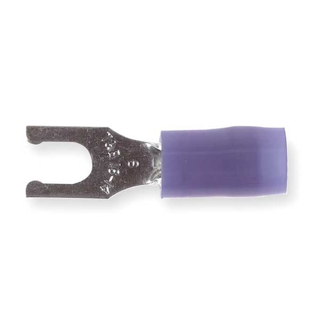 Fork Terminal, #6 Stud Size, 14 AWG, 600 V, Nylon Insulated, Blue, Crimp Termination Only, 100 PK MPN:RB14-6FL