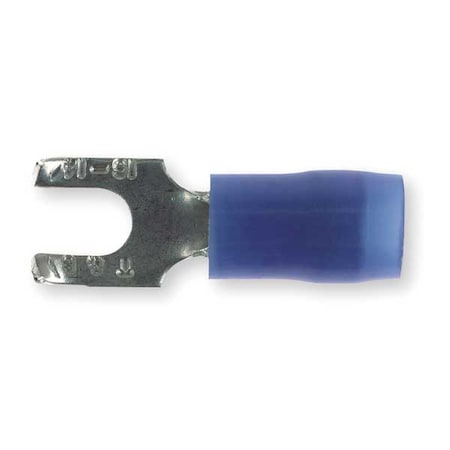 Fork Terminal, #6 Stud Size, 14 AWG, 600 V, Nylon Insulated, Blue, Crimp Termination Only, 100 PK MPN:RB14-6FS