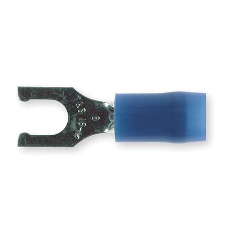 Fork Terminal, #8 Stud Size, 14 AWG, 600 V, Nylon Insulated, Blue, Crimp Termination Only, 100 PK MPN:RB14-8FL
