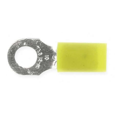 Ring Terminal, #10 Stud Size, 10 AWG, 600 V, Nylon Insulated, Yellow, Crimp Termination Only, 50 PK MPN:RC10-10