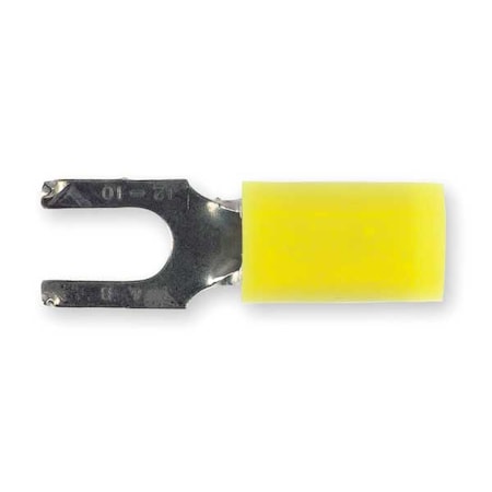 Fork Terminal, #10 Stud Size, 10 AWG, 600 V, Nylon Insulated, Yellow, Crimp Termination Only, 50 PK MPN:RC10-10FS