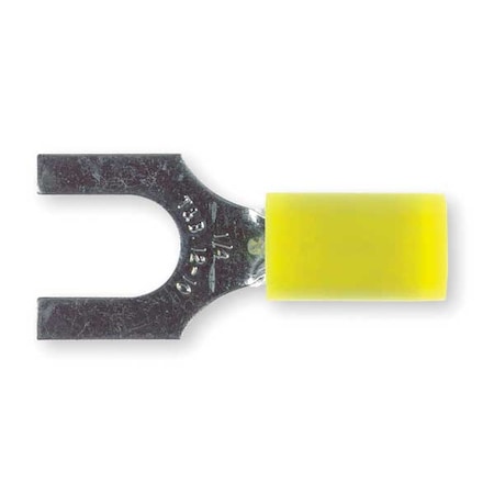 Fork Terminal, 1/4 in Stud Size, 10 AWG, 600 V, Nylon Insulated, Yellow, Crimp Termination Only MPN:RC10-14F