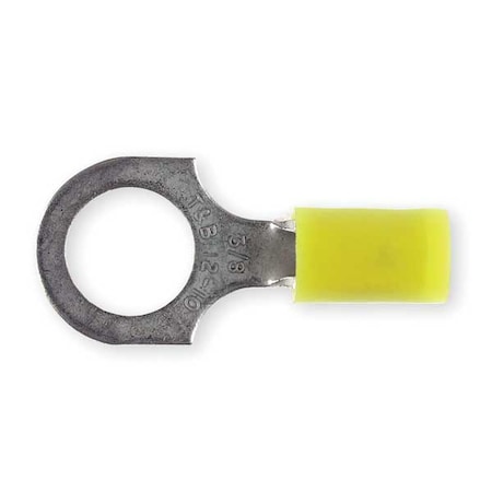 Ring Terminal, 3/8 in Stud Size, 10 AWG, 600 V, Nylon Insulated, Yellow, Crimp Termination Only MPN:RC10-38