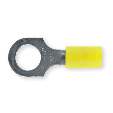 Ring Terminal, 5/16 in Stud Size, 10 AWG, 600 V, Nylon Insulated, Yellow, Crimp Termination Only MPN:RC10-516