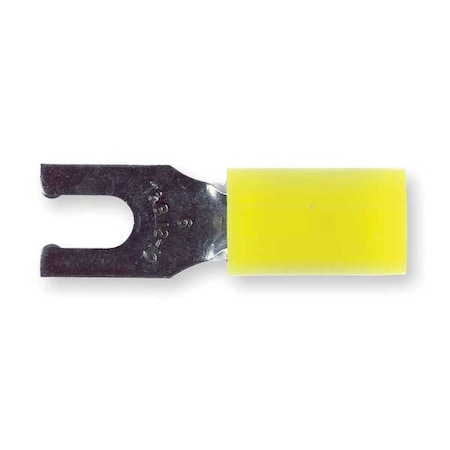 Fork Terminal, #6 Stud Size, 10 AWG, 600 V, Nylon Insulated, Yellow, Crimp Termination Only, 50 PK MPN:RC10-6FL