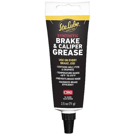 Synthetic Brake / Caliper Grease, 2.5 Wt Oz, 2.5 oz, Tube, Black MPN:SL3301