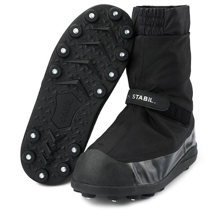 Overshoe, Plastic Toe, 7 in Height, Cleated Sole, Black, Yellow, L MPN:200415