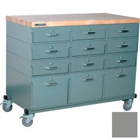 Stackbin® Counter Height Mobile Cabinet with 12 Drawers & Maple Top 48