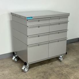 Stackbin® Mobile Drawer Unit #2 Solid Flat Front 13 Gauge Steel Top 32